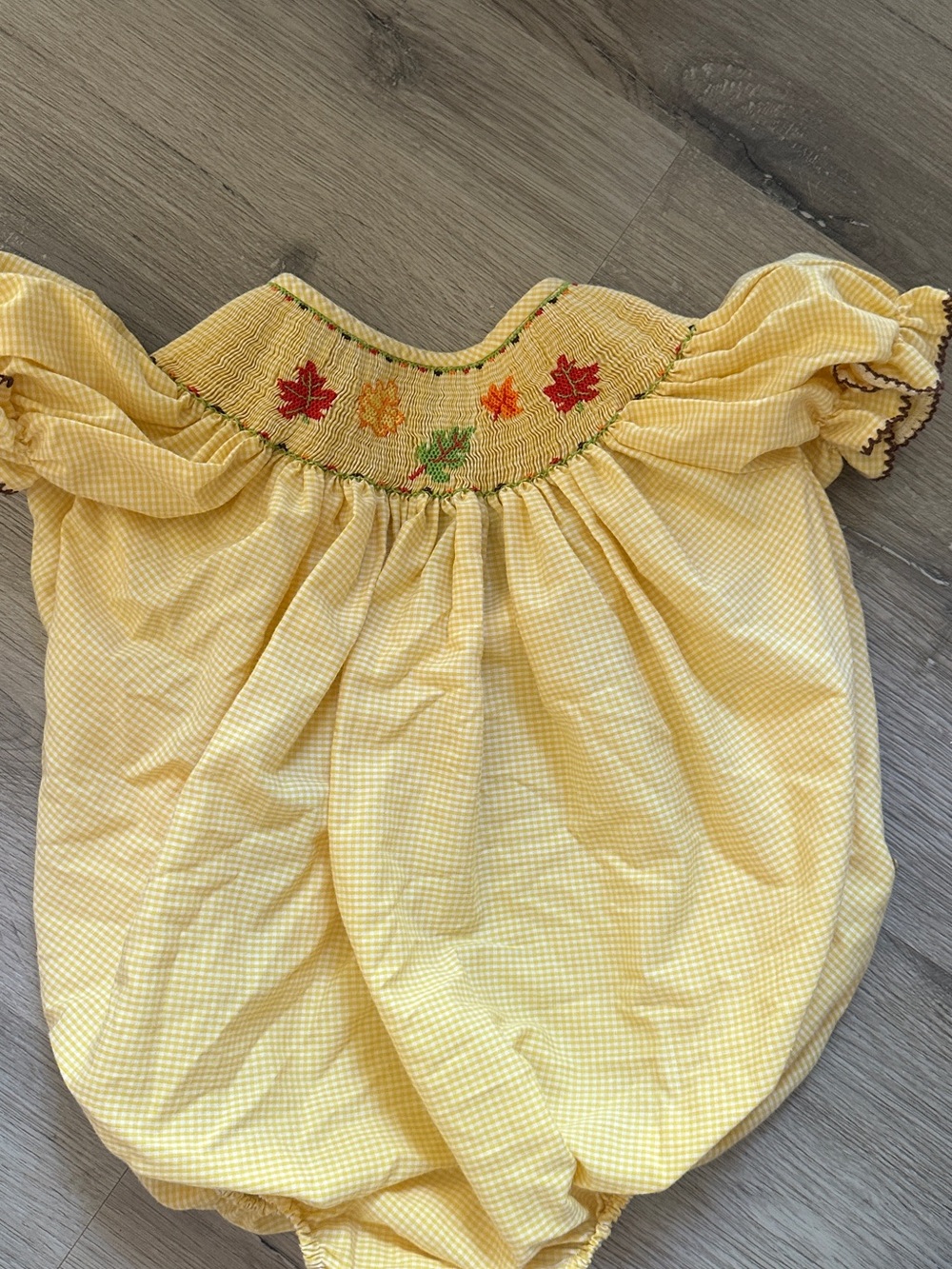 Yellow Gingham Smocked Bubble